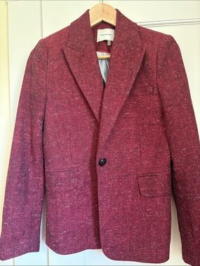 COURT & ROWE Wine Herringbone Single-Button Blazer